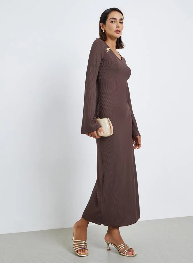 ستايلي فستان طويل محبوك مضلع